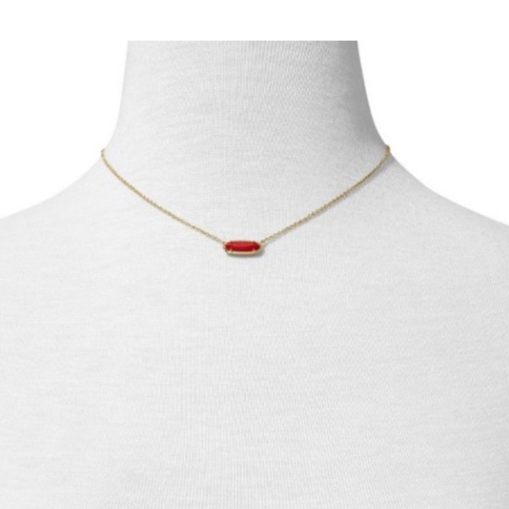 Kendra Scott Gold Necklace with Orange/Red Bar Pendant